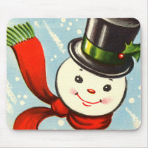 Cute Little Retro Snowman Mouse Pads