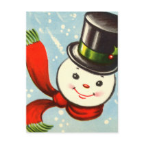 Cute Little Retro Snowman Post Cards