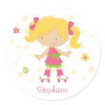 Cute little rollerskater girl personalized sticker