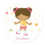 Cute little rollerskater girl personalized sticker