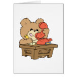 cute little secretary teddy bear design greeting card