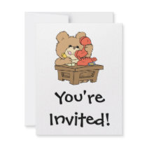cute little secretary teddy bear design custom invitation