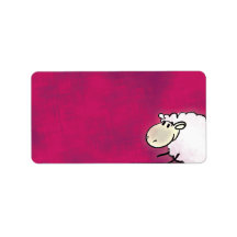 cute little sheep on dark pink personalized address label