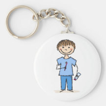 Cute little stick figure boy with toothbrush keychain