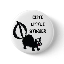 Cute Little Stinker Skunk Print Art Graphic Pinback Button