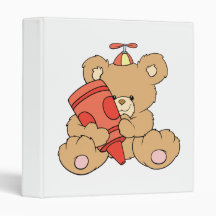 cute little teddy bear with red crayon binders