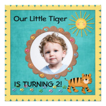 Cute Little Tiger Birthday Party Announcement