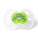 cute little turtle on green and white polka dots pacifiers