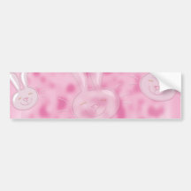 cute little white and pink bunny pattern bumper stickers