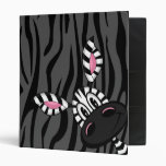 Cute Little Zebra Black Binder