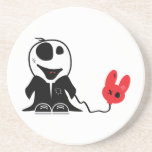 cute little zombie dude with dead balloon drink coaster