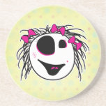 cute little zombie girly head drink coaster