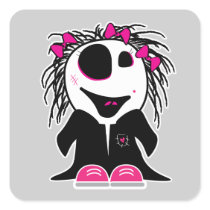 cute little zombie girly round stickers