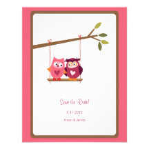 Cute Love Bird Owls Save the Date Annoucement Personalized Announcement