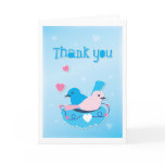 Cute love birds blue with Thank you Card
