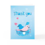 Cute love birds blue with Thank you Greeting Card