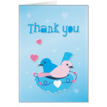 Cute love birds blue with Thank you Greeting Card