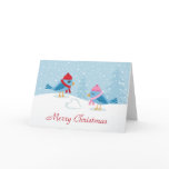 Cute love birds in the snow merry christmas card