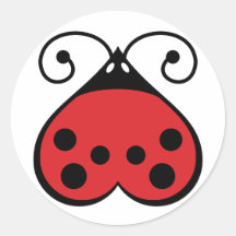 Cute Love Bug Ladybug Ladybird Circle Stickers