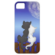 Cute love cats and the moon iphone 5 cases