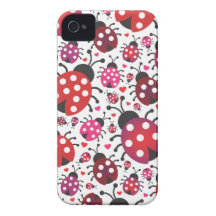 Cute love ladybug polka dot heart pattern Case-Mate iPhone 4 case