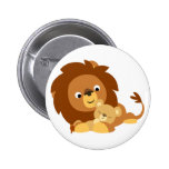 Cute Loving Cartoon Lion Dad and Cub Button Badge buttons