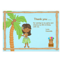 Cute Luau Boy Thank You Card Invitation