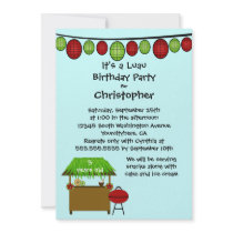 Cute luau boys birthday party invitation