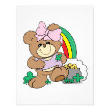cute luck of the irish st patricks girl teddy bear personalized invitation