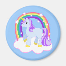 Cute Magical Unicorn with rainbow (Customizable!) Fridge Magnet