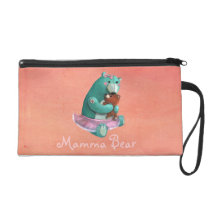 Cute Mamma Teddy Bear with her Baby bagettes bags