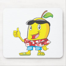 Cute Mango in Hawaiian Shirt Two Thumbs Up! Mouse Pads