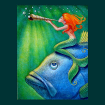 Cute Mermaid Art Poster posters