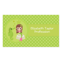 Cute Mermaid in Green Business Cards