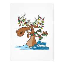 cute merry chrismoose silly christmas moose personalized invitations