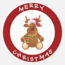Cute Merry Christmas Reindeer Sticker