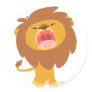 Cute Mighty  Roaring Lion Cartoon round sticker
