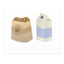 Cute Milk and Cookies Post Card