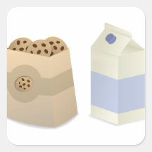 Cute Milk and Cookies Square Stickers