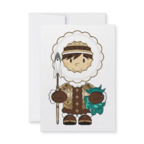 Cute Mini Inuit Fisherman RSVP Card Personalized Announcements