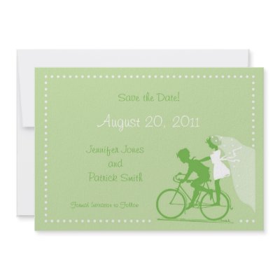 CUTE Modern Couple on Bicycle Save the Date Custom Invitation by limelightinvitations