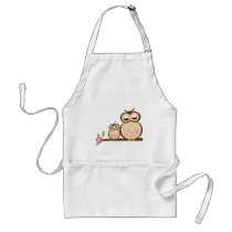 Cute mom and baby owl apron