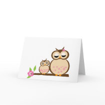 Cute mom and baby owl greeting card