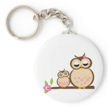 Cute mom and baby owl keychains