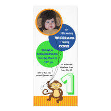 Cute Monkey Balloon Invitation