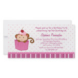Cute monkey in a cupcake birthday party invitation photo cards
