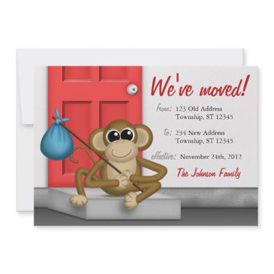 Cute Monkey on Doorstep - Moving Announcements by starzraven