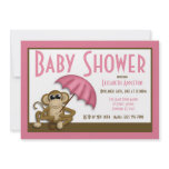 Cute Monkey Pink Baby Shower Invitations