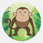 Cute Monkey Round Stickers