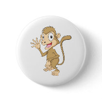 Cute Monkey Waving Hand Hi Hello Goodbye Pinback Button